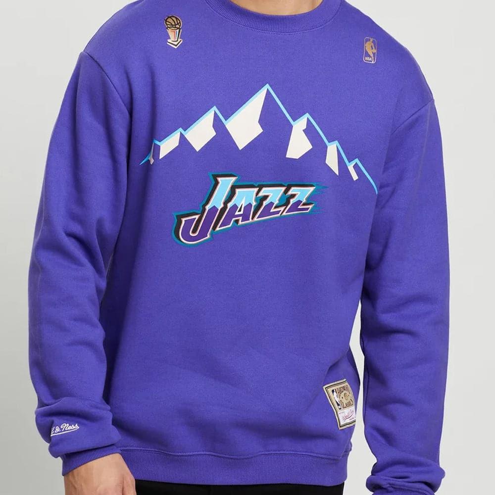 Mitchell And Ness Jumpers Utah Jazz Mitchell & Ness NBA HWC Jersey Wordmark Vintage Crew Jumper - Faded Purple