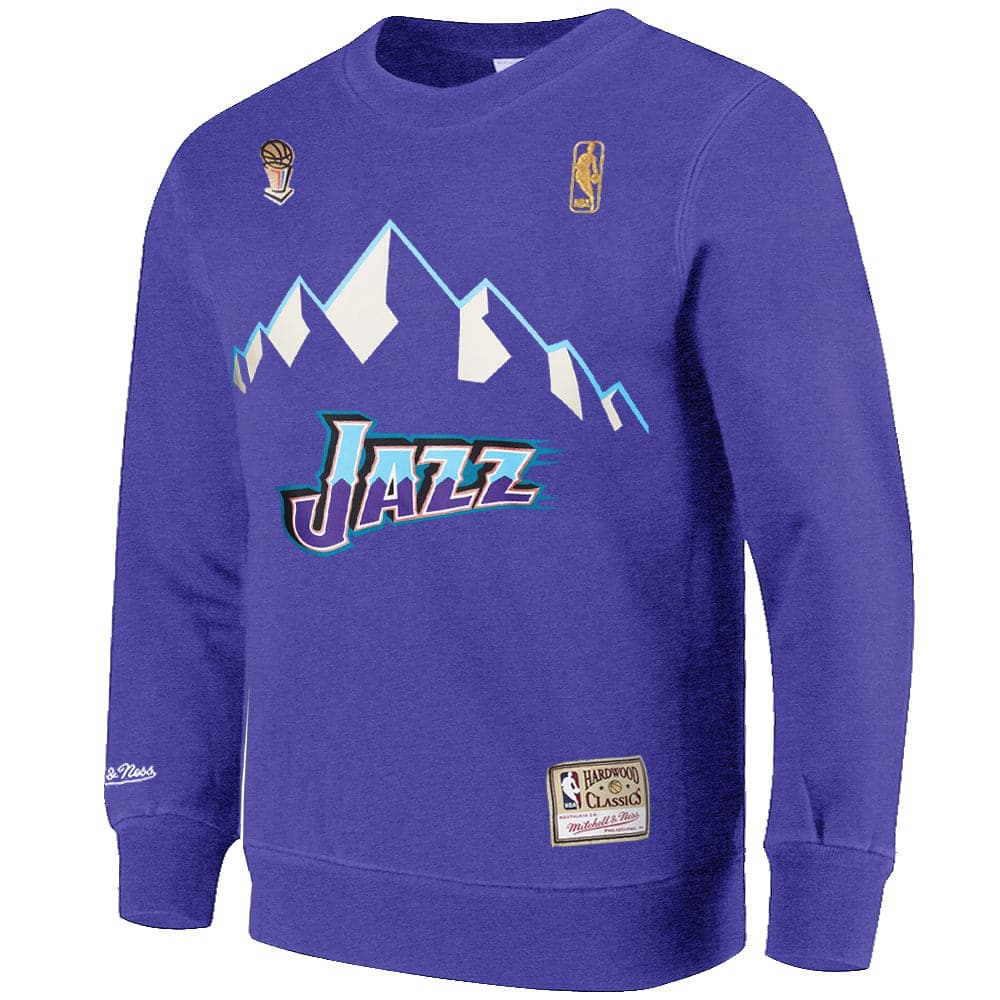 Mitchell And Ness Jumpers Utah Jazz Mitchell & Ness NBA HWC Jersey Wordmark Vintage Crew Jumper - Faded Purple
