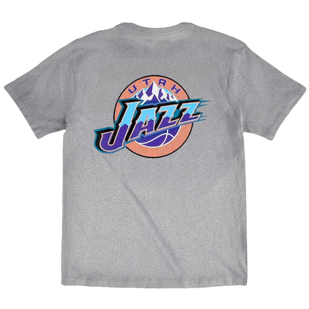 Mitchell And Ness T-Shirts Utah Jazz Mitchell & Ness NBA HWC Retro Repeat T-Shirt - Grey Marle