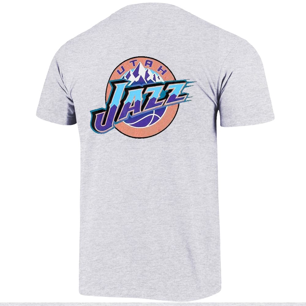 Mitchell And Ness T-Shirts Utah Jazz Mitchell & Ness NBA HWC Retro Repeat T-Shirt - White Marle
