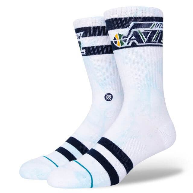 Stance Socks Large (9-12 US) Utah Jazz Stance NBA Team Dyed Crew Socks - White