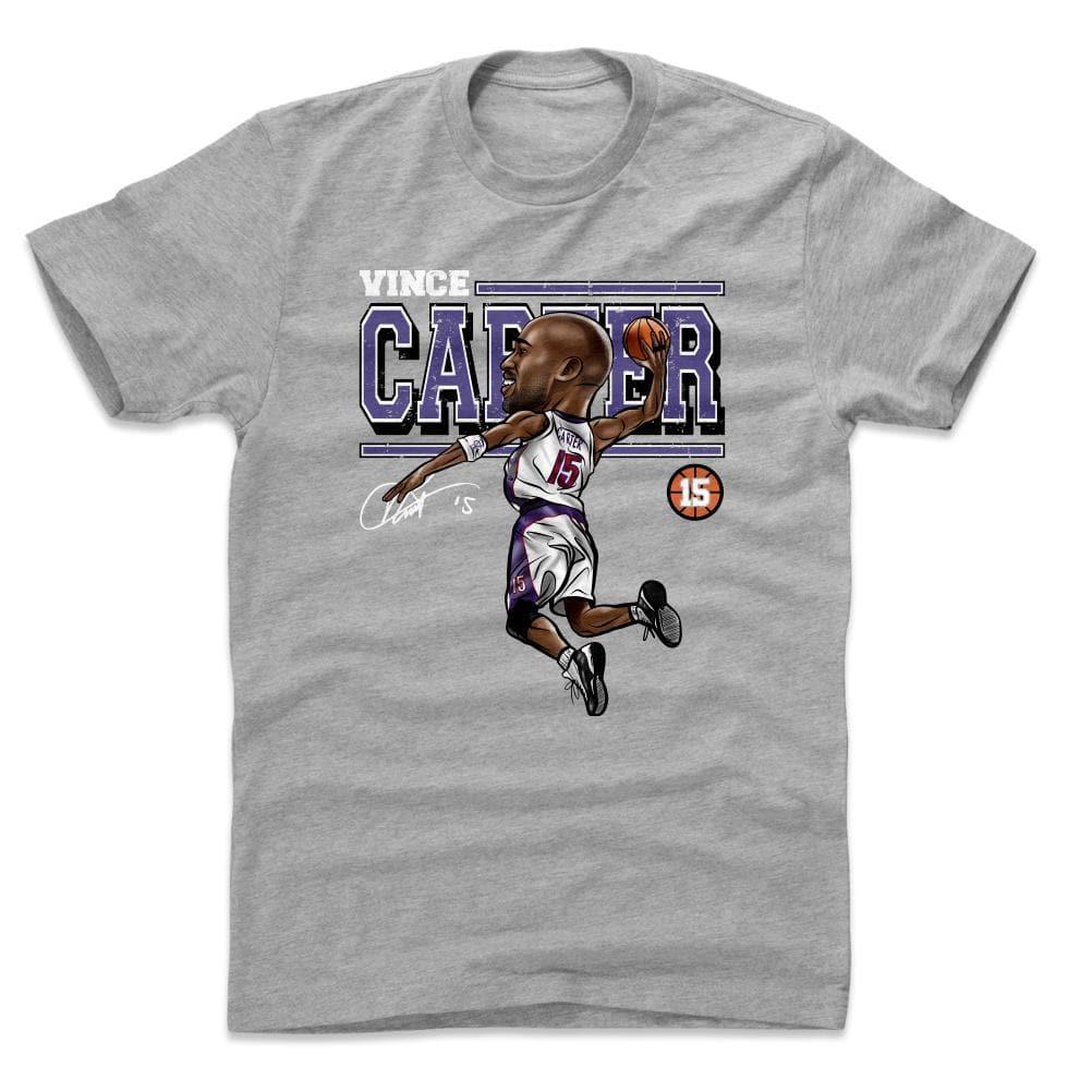 500 Level T-Shirts Vince Carter Toronto Raptors 500 Level NBA HWC Cartoon T-Shirt - Grey