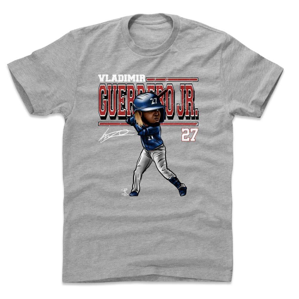 500 Level T-Shirts Vladimir Guerrero Jr Toronto Blue Jays 500 Level MLB Cartoon T-Shirt - Grey
