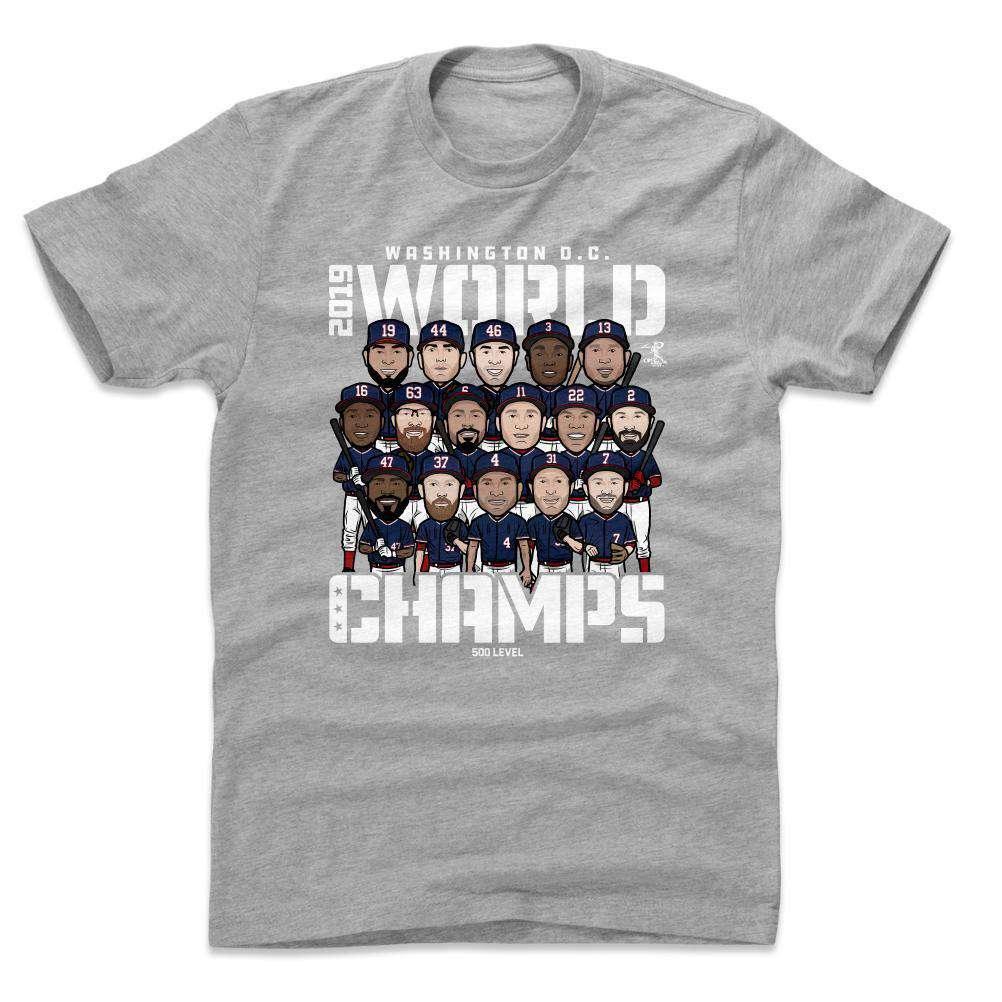 500 Level T-Shirts Washington Nationals 500 Level MLB 2019 World Series Champions Squad T-Shirt - Grey