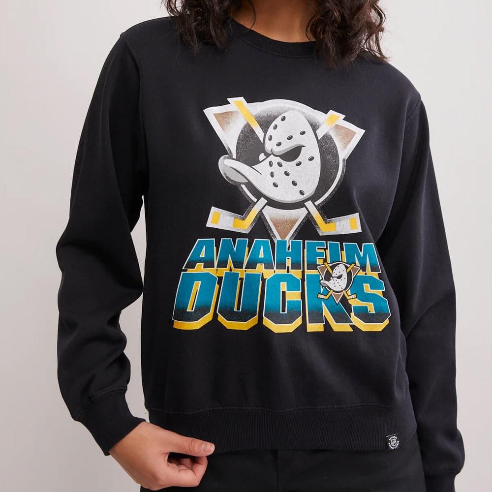 NHL Branded Jumpers Womens Anaheim Mighty Ducks NHL Block Crew Jumper - Faded Black