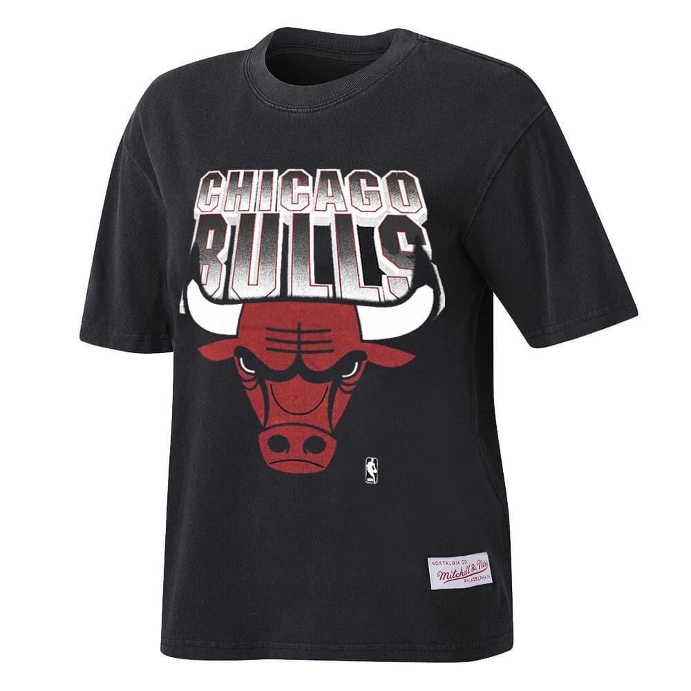 Mitchell And Ness T-Shirts Womens Chicago Bulls Mitchell & Ness NBA 90's Block Blur Vintage T-Shirt - Faded Black