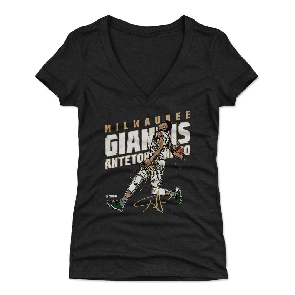 500 Level T-Shirts Womens Giannis Antetokounmpo Milwaukee Bucks 500 Level NBA Slam T-Shirt - Black