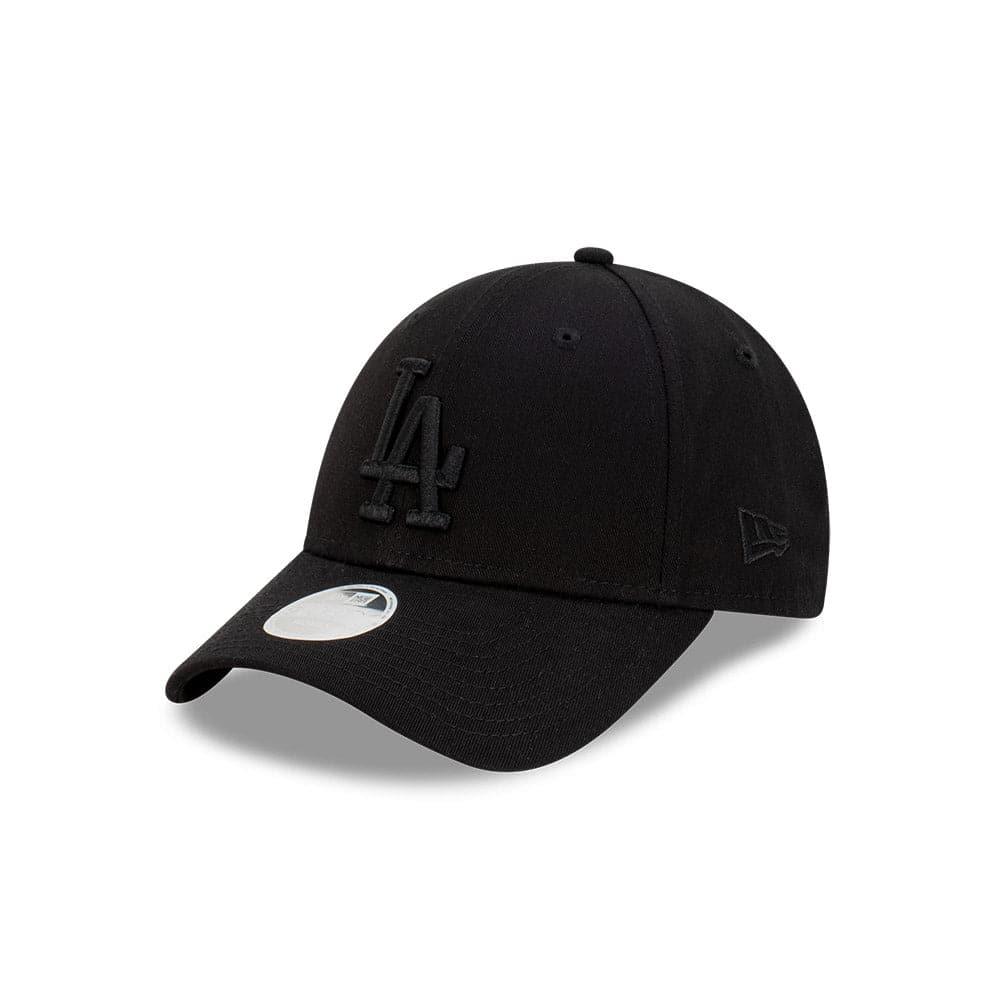 New Era Caps Womens Womens Los Angeles Dodgers New Era MLB Black On Black 9FORTY Strapback Hat - Black