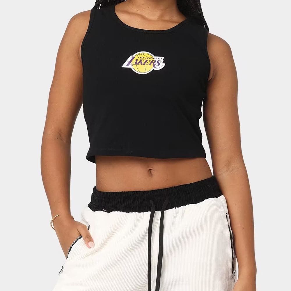 Mitchell And Ness T-Shirts Womens Los Angeles Lakers Mitchell & Ness NBA Classic Rib Vest - Black