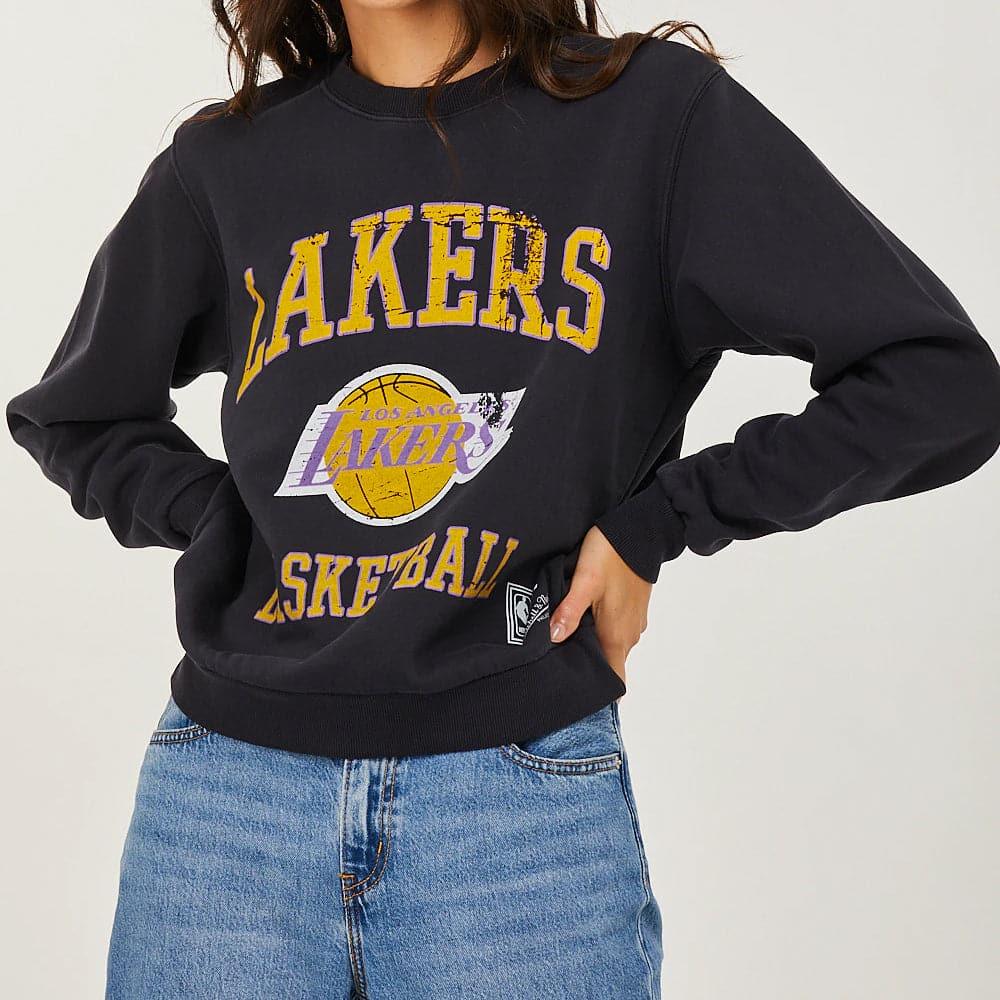 Mitchell And Ness Jumpers Womens Los Angeles Lakers Mitchell & Ness NBA HWC Locker Room Crew Jumper - Black