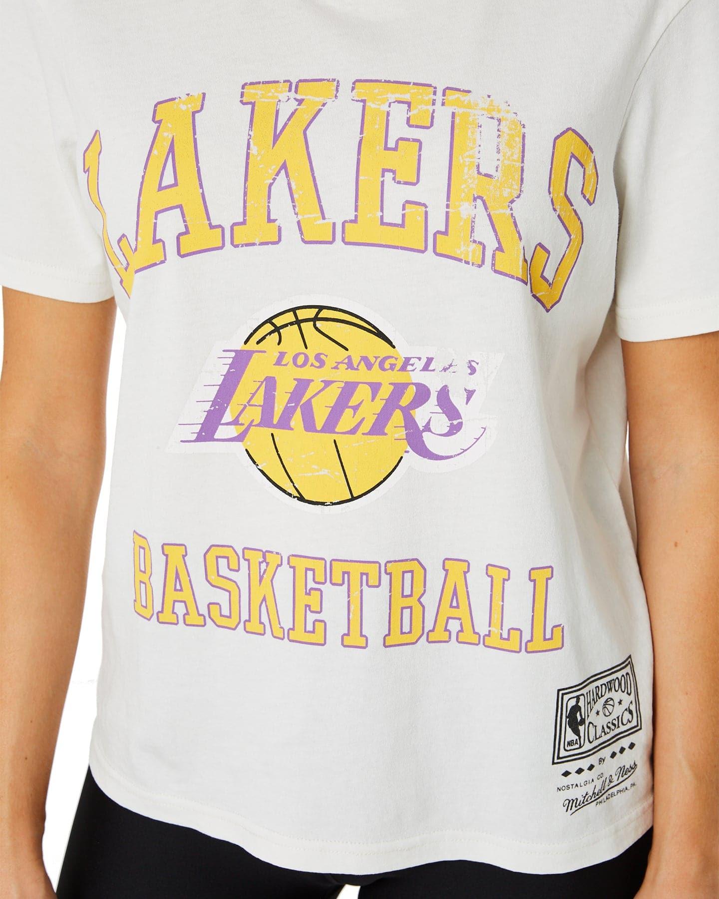 Mitchell And Ness T-Shirts Womens Los Angeles Lakers Mitchell & Ness NBA HWC Locker Room T-Shirt - White
