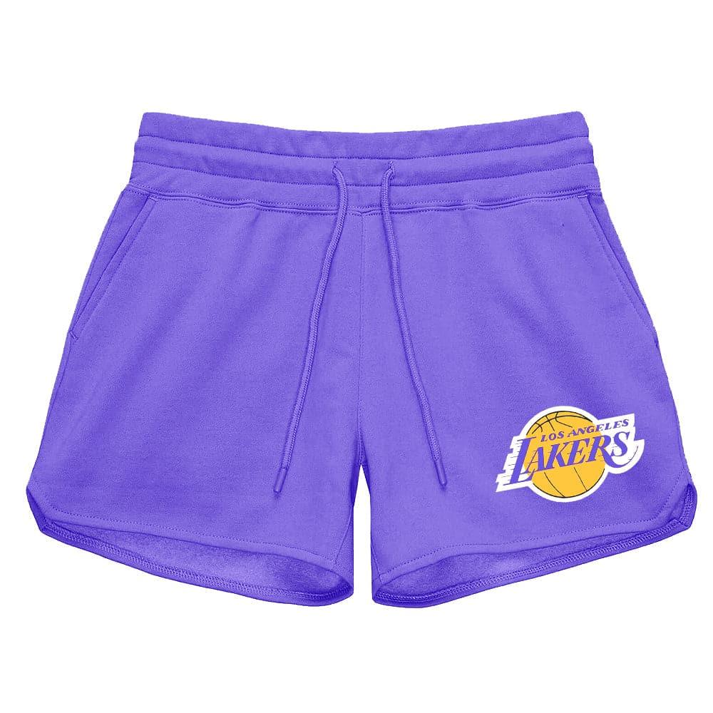 Mitchell And Ness Shorts Womens Los Angeles Lakers Mitchell & Ness NBA Team Courtney Short Shorts - Lilac