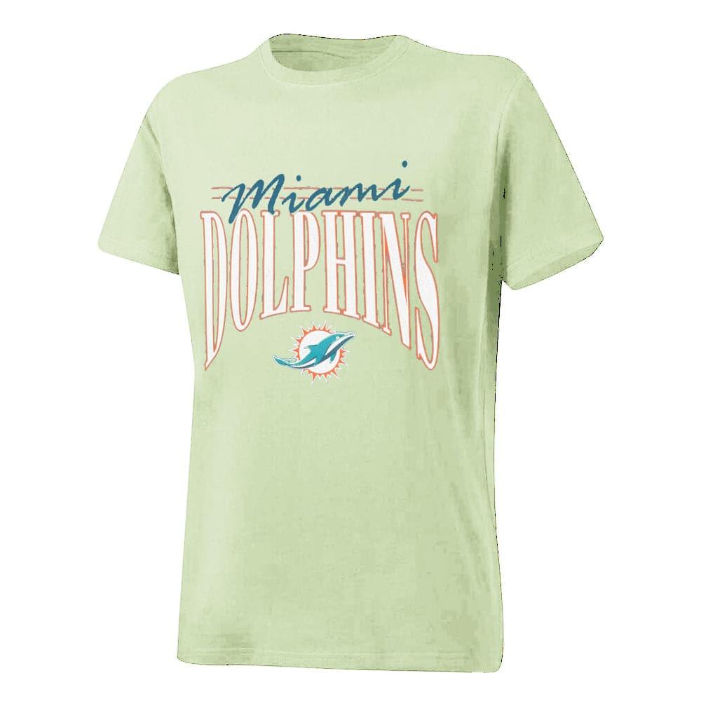 Majestic Athletic T-Shirts Womens Miami Dolphins Majestic NFL Arch Boxy T-Shirt - Cucumber