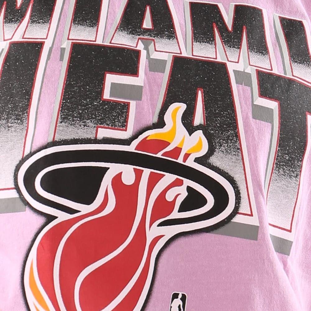 Mitchell And Ness T-Shirts Womens Miami Heat Mitchell & Ness NBA 90's Block Blur Vintage T-Shirt - Faded Pink