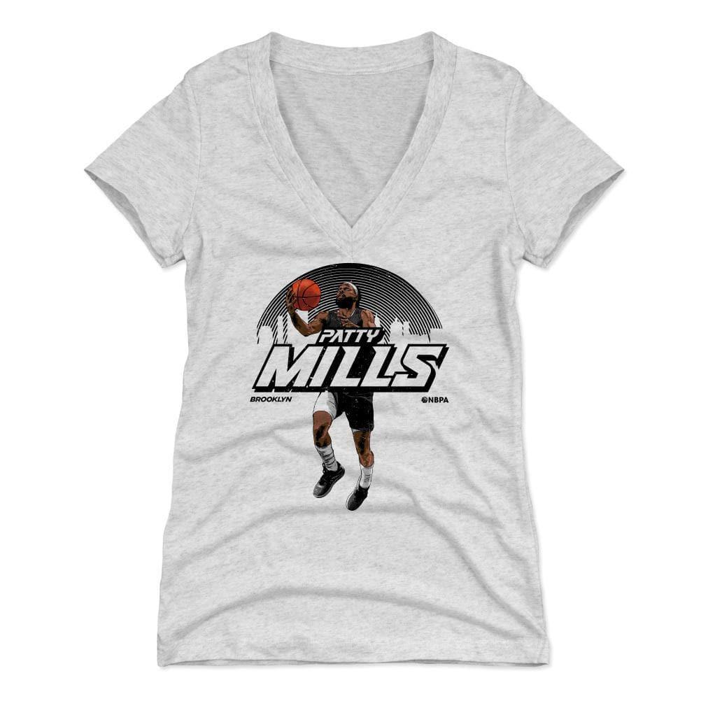 500 Level T-Shirts Womens Patty Mills Brooklyn Nets 500 Level NBA Skyline T-Shirt - Tri Ash