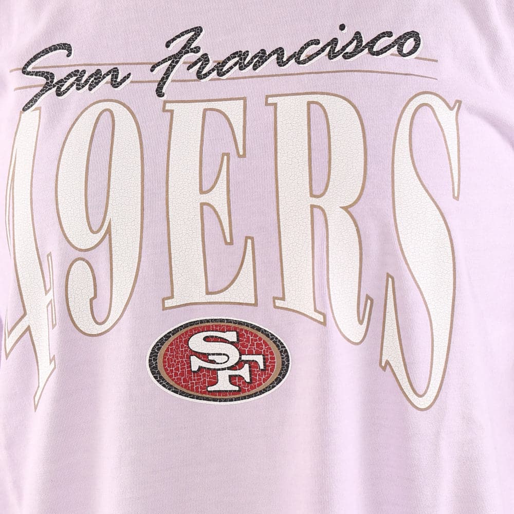 Majestic Athletic T-Shirts Womens San Francisco 49ers Majestic NFL Arch Boxy T-Shirt - Orchid