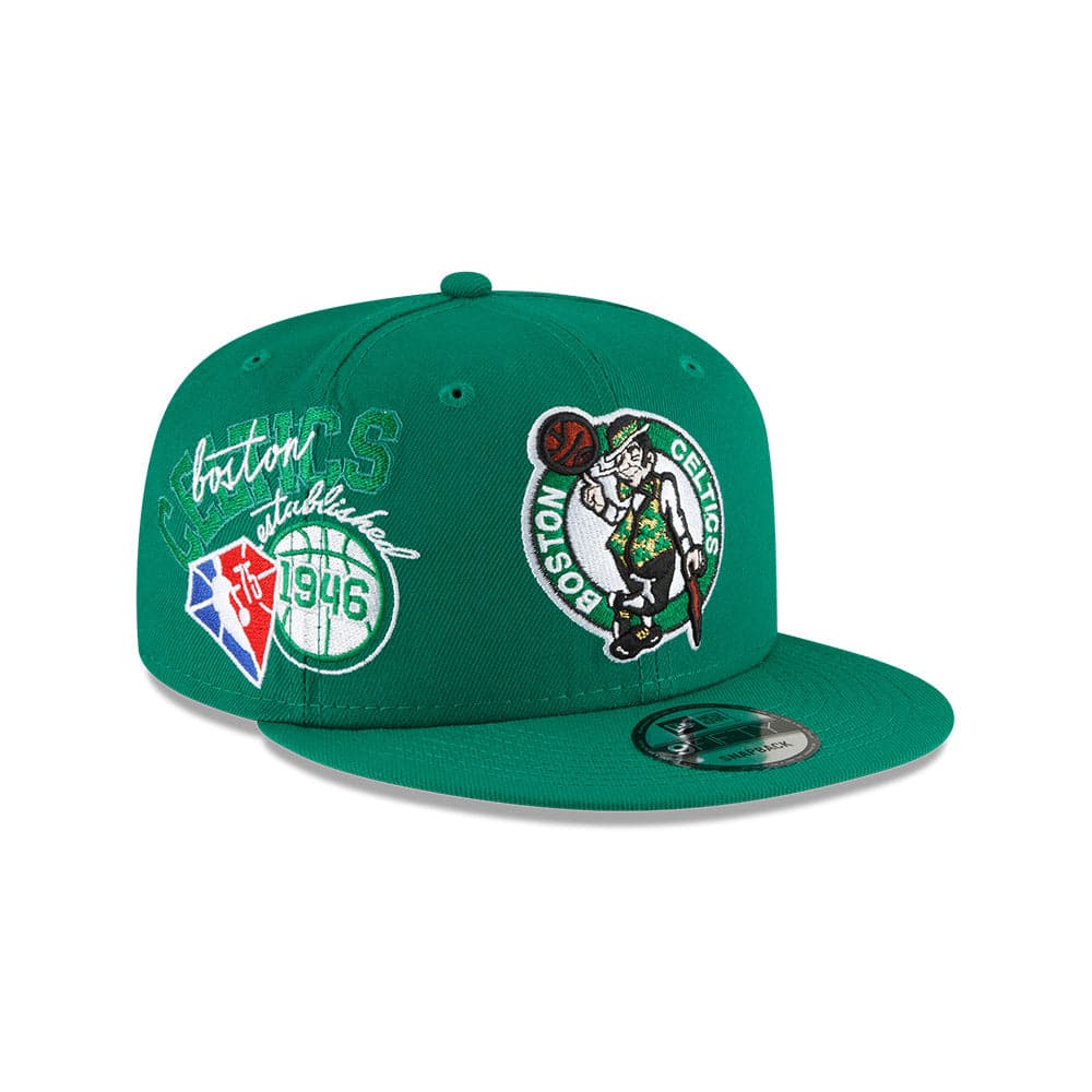New Era Caps Youths Youths Boston Celtics New Era NBA 21-22 Back Half 9FIFTY Snapback Hat - Green