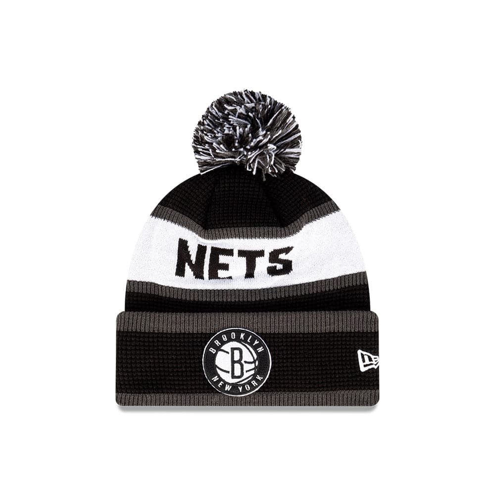 New Era Beanies Youths Youths Brooklyn Nets New Era NBA Wordmark Waffle Knit Beanie - Black