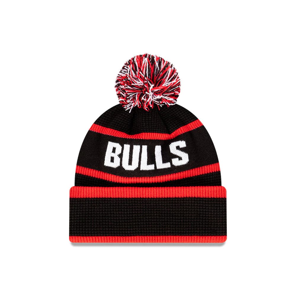 New Era Beanies Youths Youths Chicago Bulls New Era NBA Wordmark Waffle Knit Beanie - Black