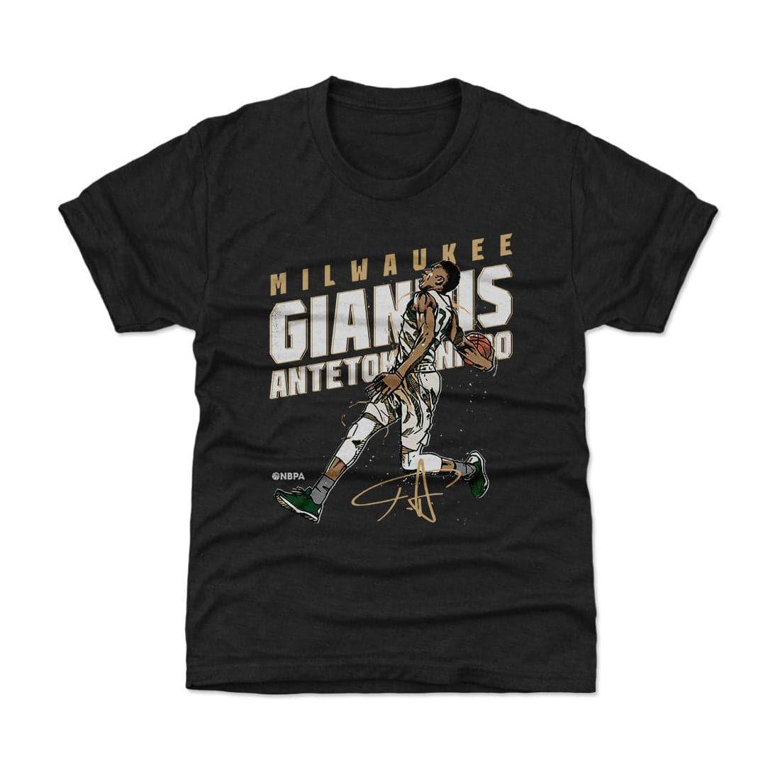 500 Level T-Shirts Youths Giannis Antetokounmpo Milwaukee Bucks 500 Level NBA Slam T-Shirt - Black
