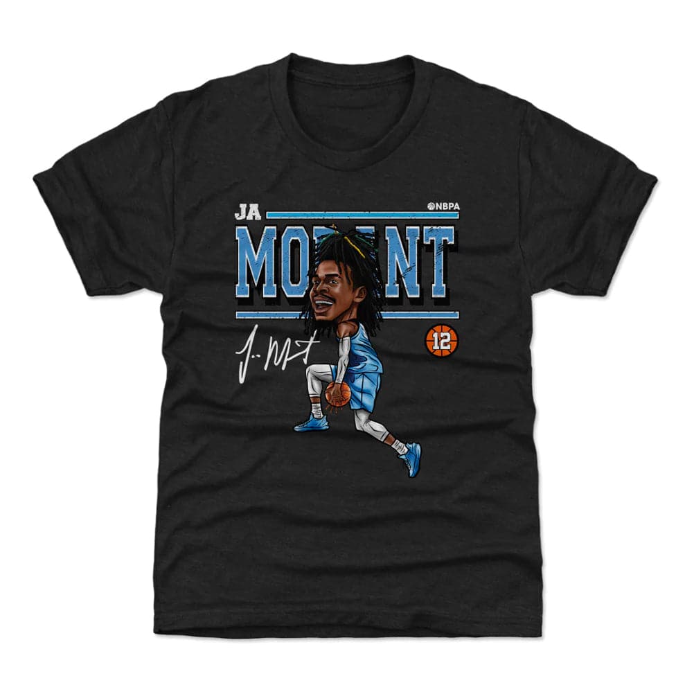 500 Level T-Shirts Youths Ja Morant Memphis Grizzlies 500 Level NBA Cartoon Tri-Blend T-Shirt - Black