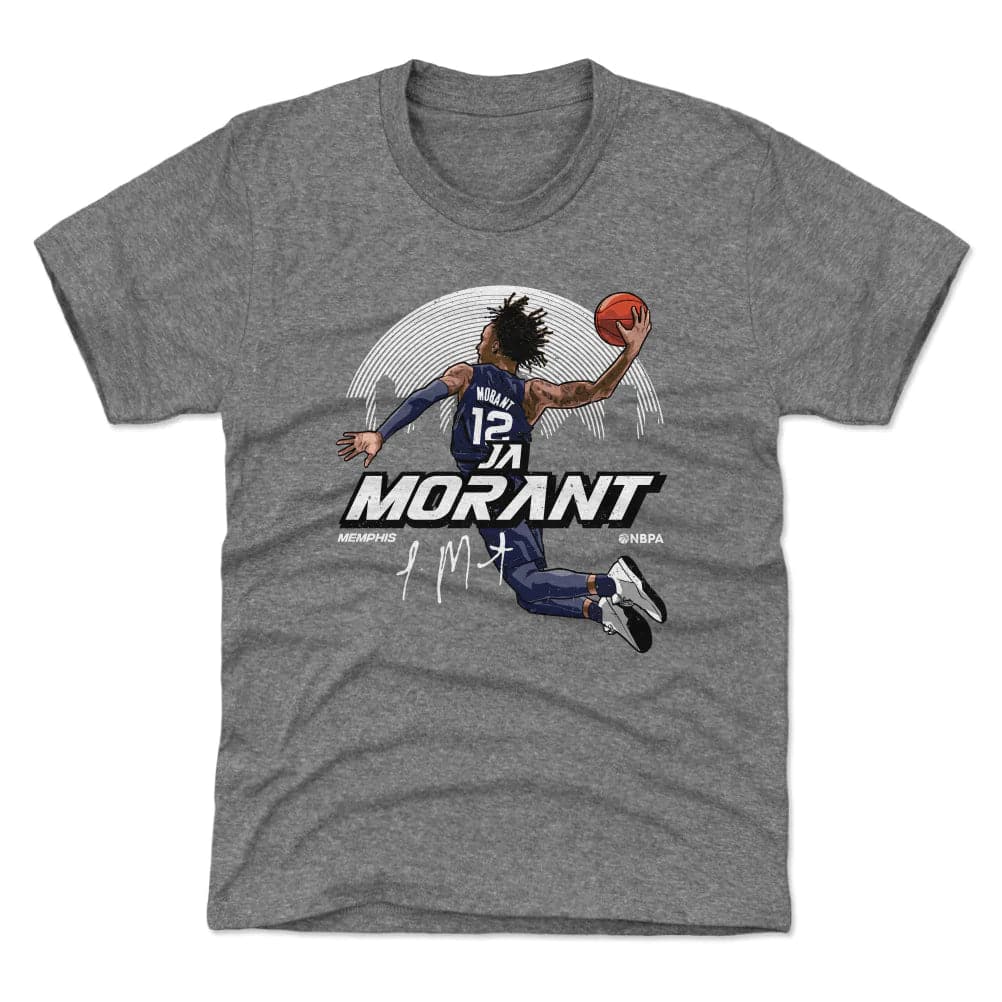 500 Level T-Shirts Youths Ja Morant Memphis Grizzlies 500 Level NBA Skyline Tri-Blend T-Shirt - Grey