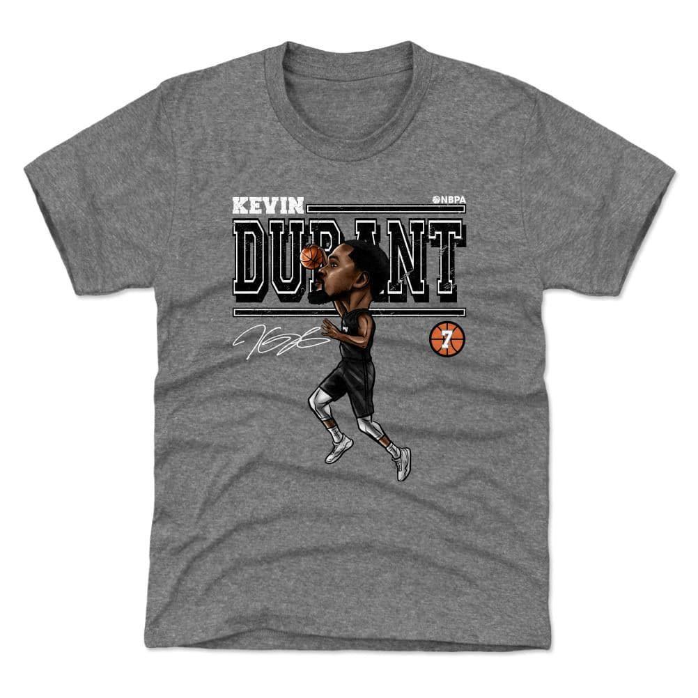 500 Level T-Shirts Youths Kevin Durant Brooklyn Nets 500 Level NBA Cartoon T-Shirt - Gray