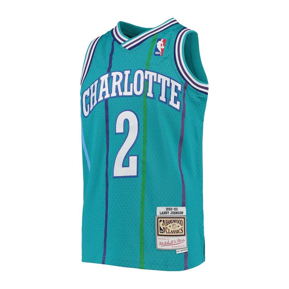 Mitchell And Ness Jerseys Youths Larry Johnson Charlotte Hornets Mitchell & Ness NBA Swingman Jersey - Teal