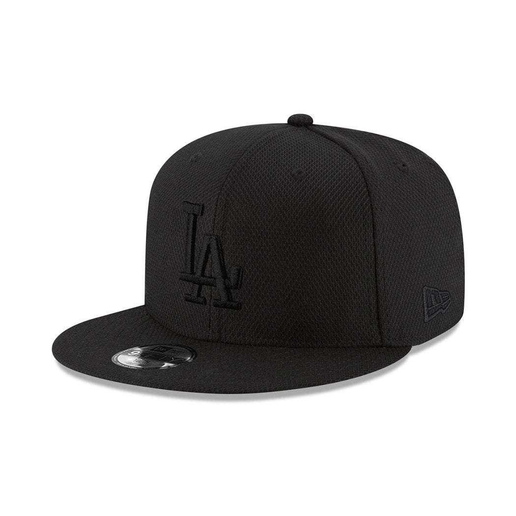 New Era Caps Youths Adjustable Youths Los Angeles Dodgers New Era MLB Black On Black Diamond Era 9FIFTY Snapback Hat