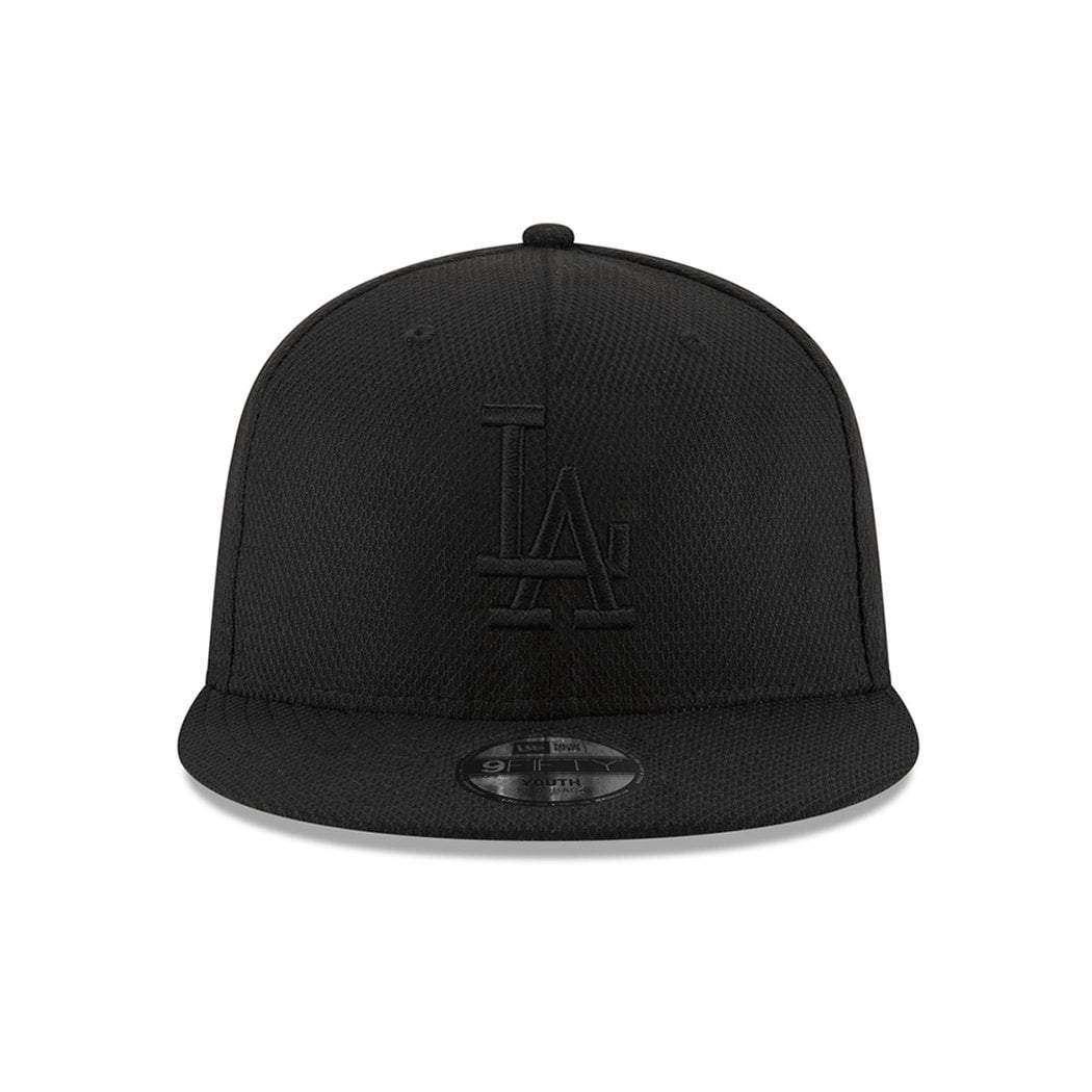 New Era Caps Youths Adjustable Youths Los Angeles Dodgers New Era MLB Black On Black Diamond Era 9FIFTY Snapback Hat