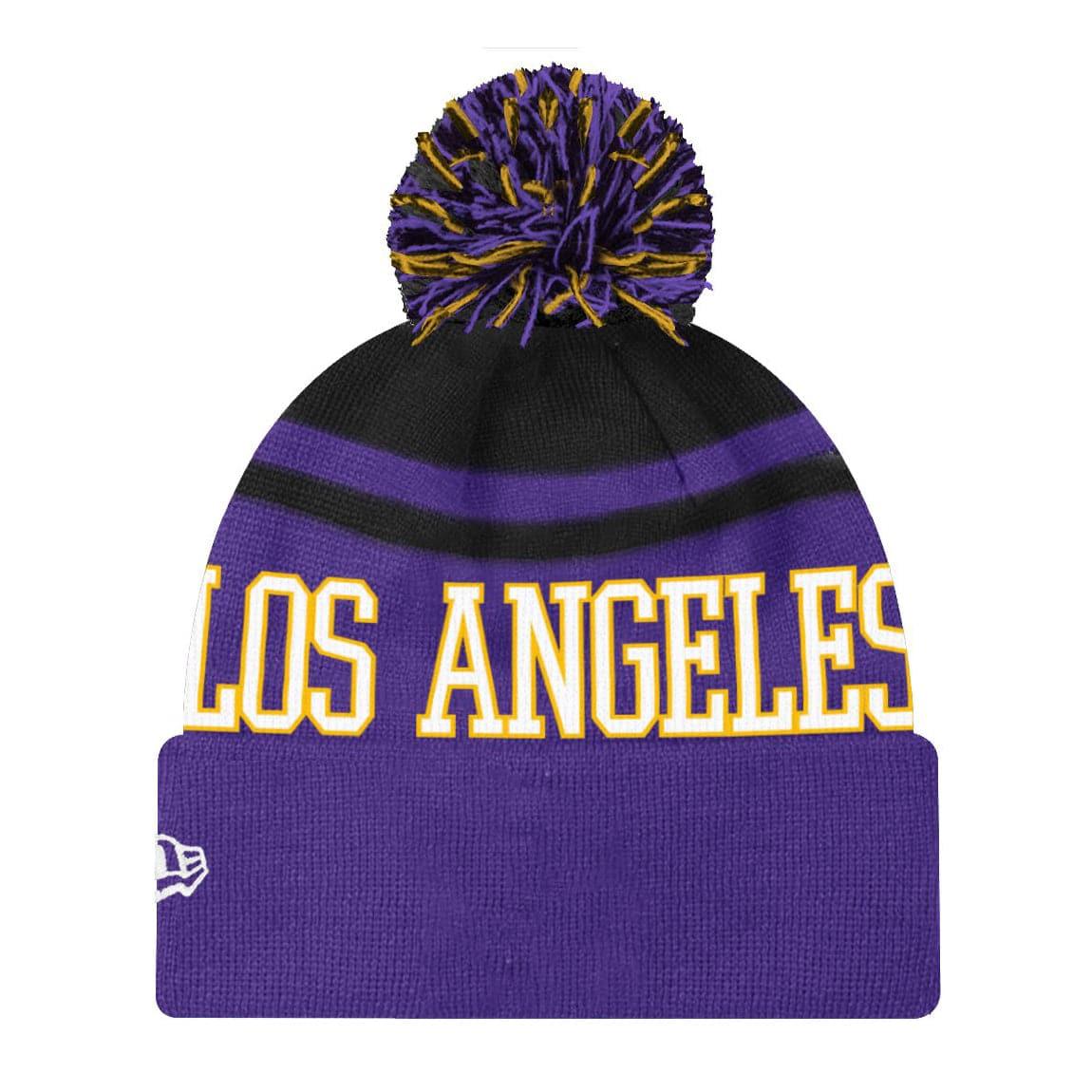 New Era Beanies Youths Los Angeles Lakers New Era NBA Team Court Knit Pom Beanie - Purple