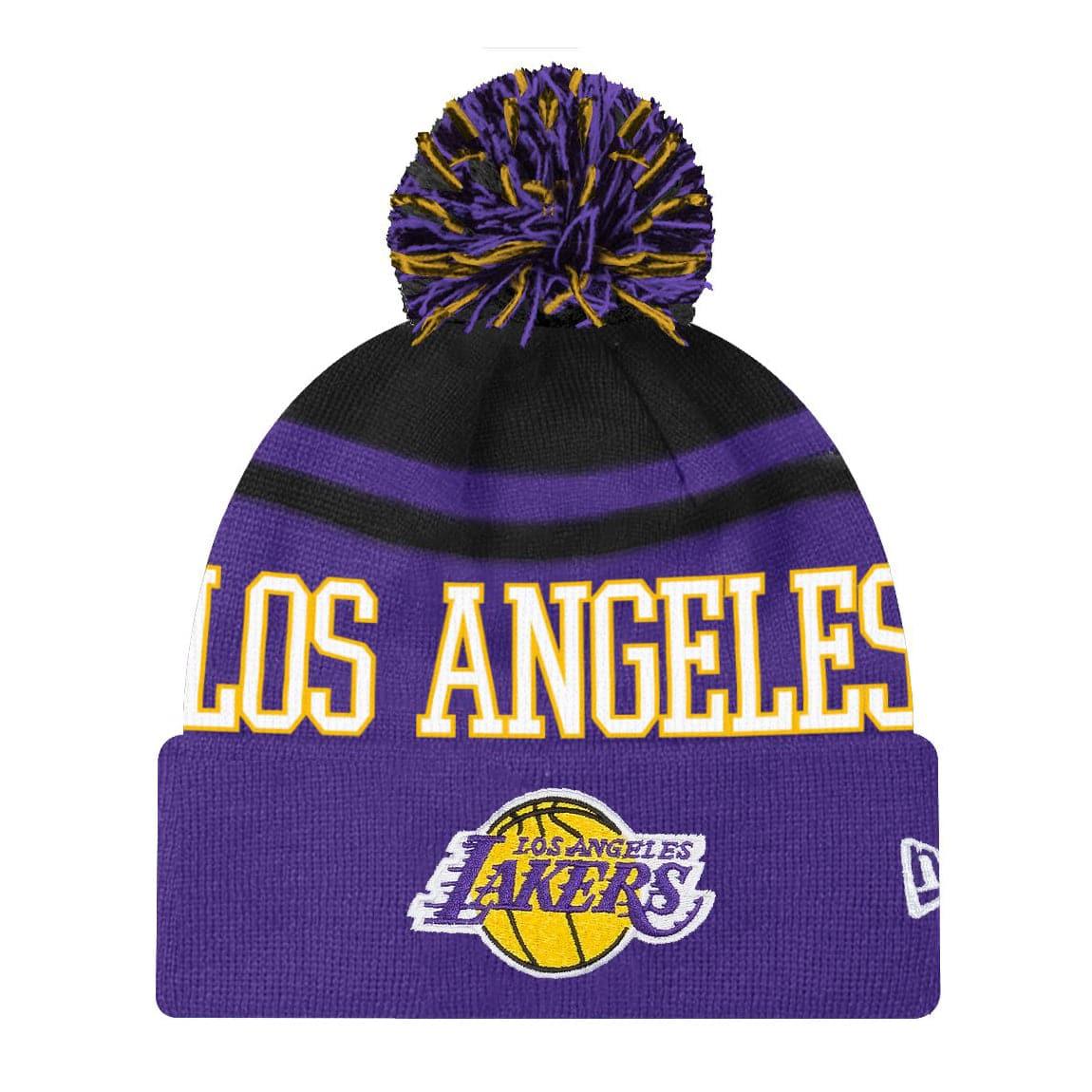 New Era Beanies Youths Los Angeles Lakers New Era NBA Team Court Knit Pom Beanie - Purple