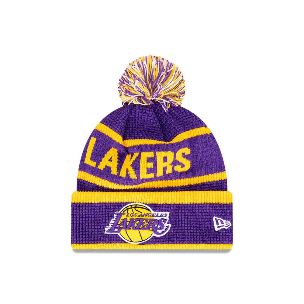 New Era Beanies Youths Youths Los Angeles Lakers New Era NBA Wordmark Waffle Knit Beanie - Purple
