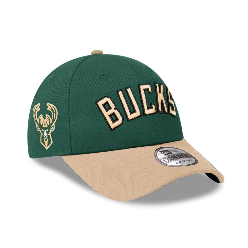 New Era Caps Youths Youths Milwaukee Bucks New Era NBA 2T Wordmark 9FORTY Strapback Hat - Green
