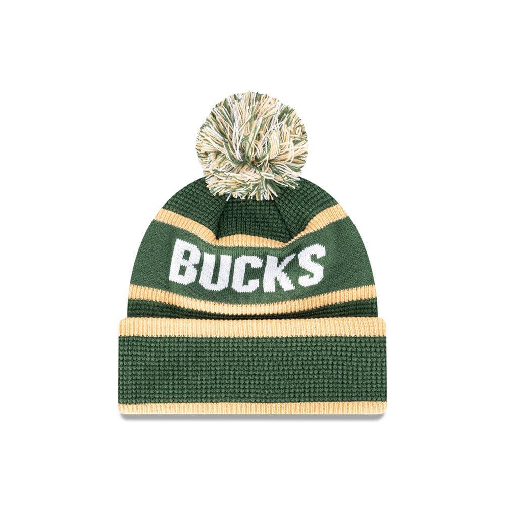 New Era Beanies Youths Youths Milwaukee Bucks New Era NBA Wordmark Waffle Knit Beanie - Green