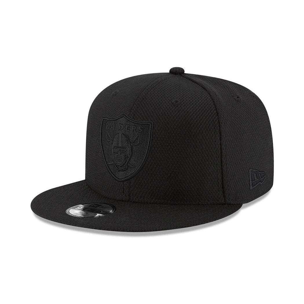 New Era Caps Youths Adjustable Youths Oakland Raiders New Era NFL Black On Black Diamond Era 9FIFTY Snapback Hat