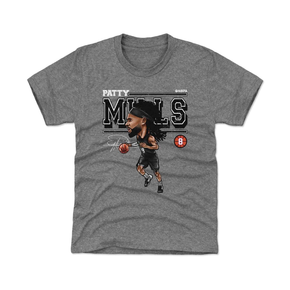 500 Level T-Shirts Youths Patty Mills Brooklyn Nets 500 Level NBA Cartoon Tri-Blend T-Shirt - Grey