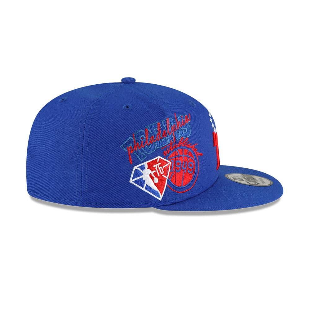 New Era Caps Youths Youths Philadelphia 76ers New Era NBA 21-22 Back Half 9FIFTY Snapback Hat - Blue