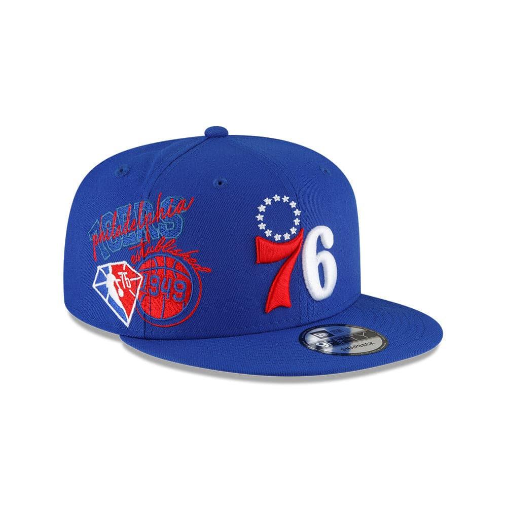 New Era Caps Youths Youths Philadelphia 76ers New Era NBA 21-22 Back Half 9FIFTY Snapback Hat - Blue