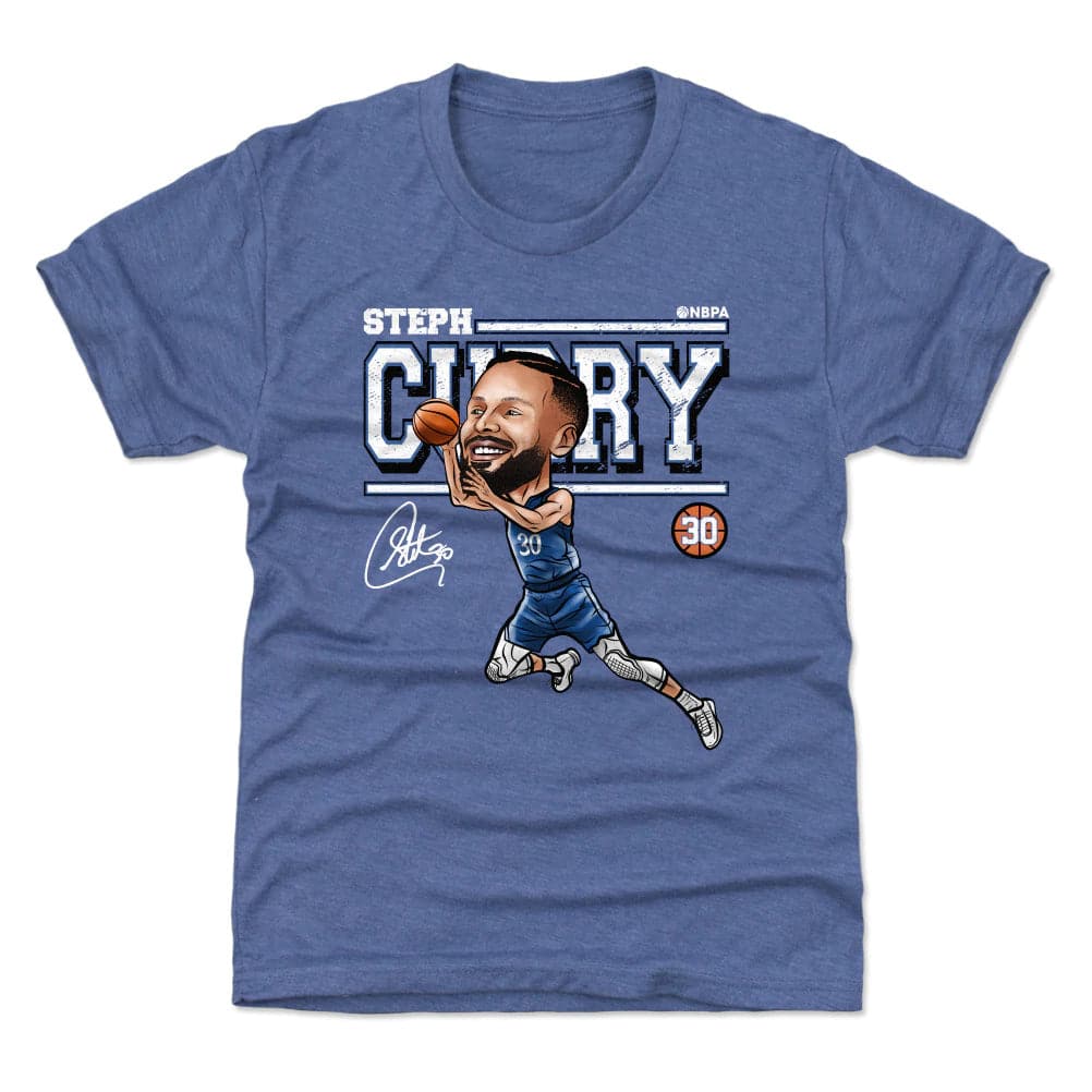 500 Level T-Shirts Youths Steph Curry Golden State Warriors 500 Level NBA Cartoon T-Shirt - Blue