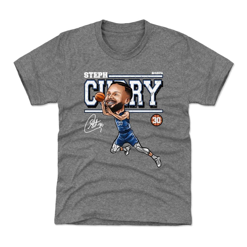 500 Level T-Shirts Youths Steph Curry Golden State Warriors 500 Level NBA Cartoon Tri-Blend T-Shirt - Grey