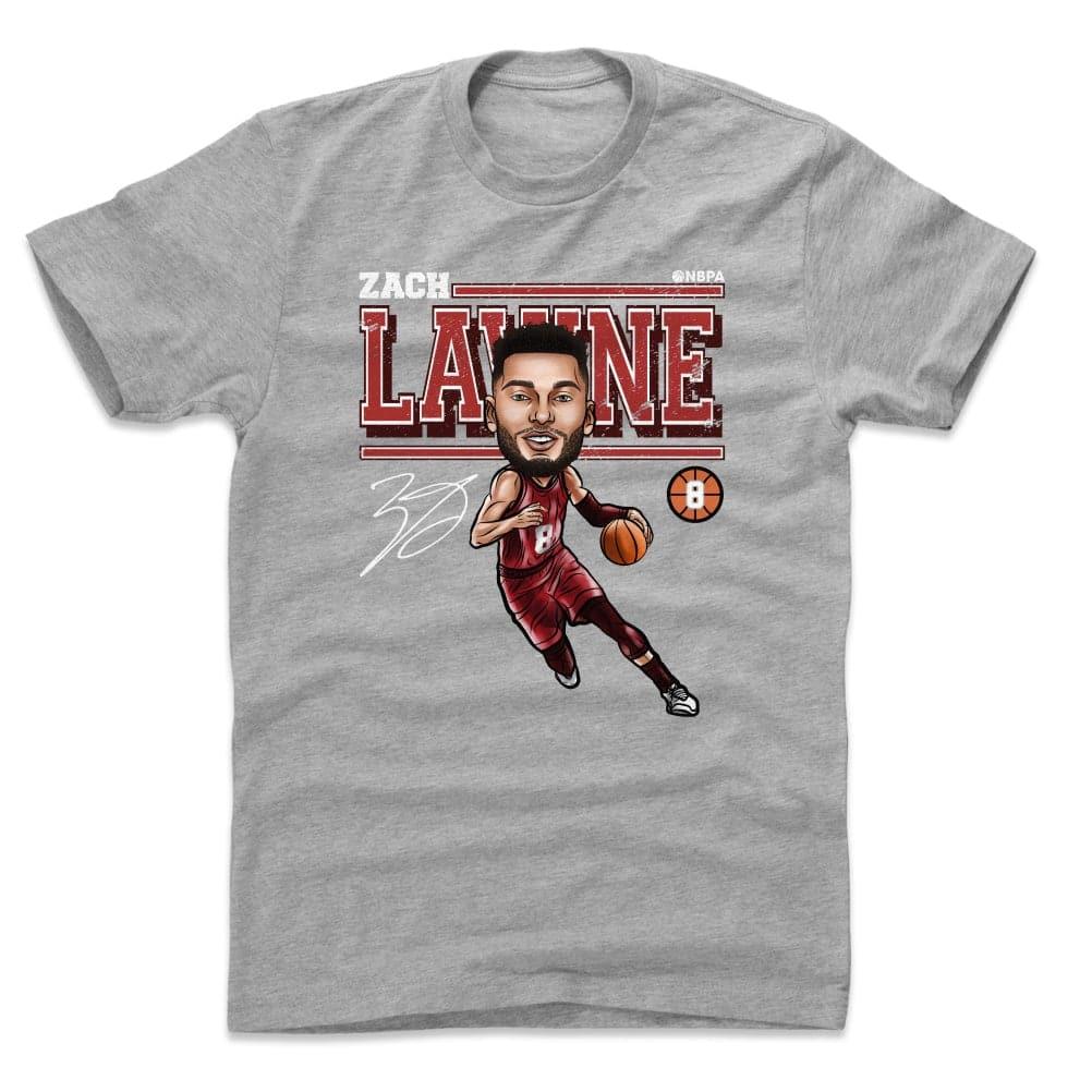 500 Level T-Shirts Zach LaVine Chicago Bulls 500 Level NBA Cartoon T-Shirt - Grey Marle